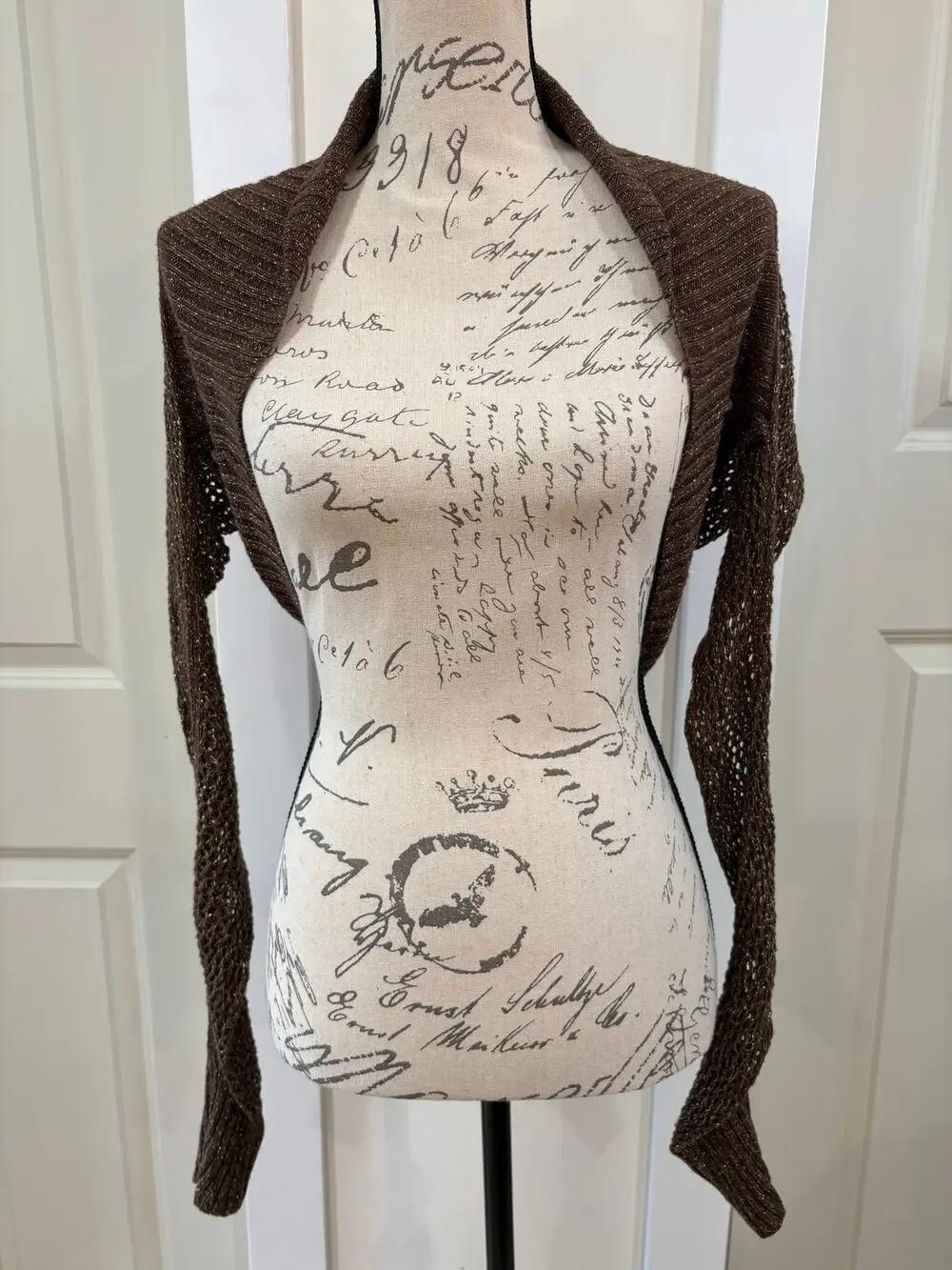 Vintage Y2K Mix It Brown Long Sleeve Shrug Sweater Size Medium